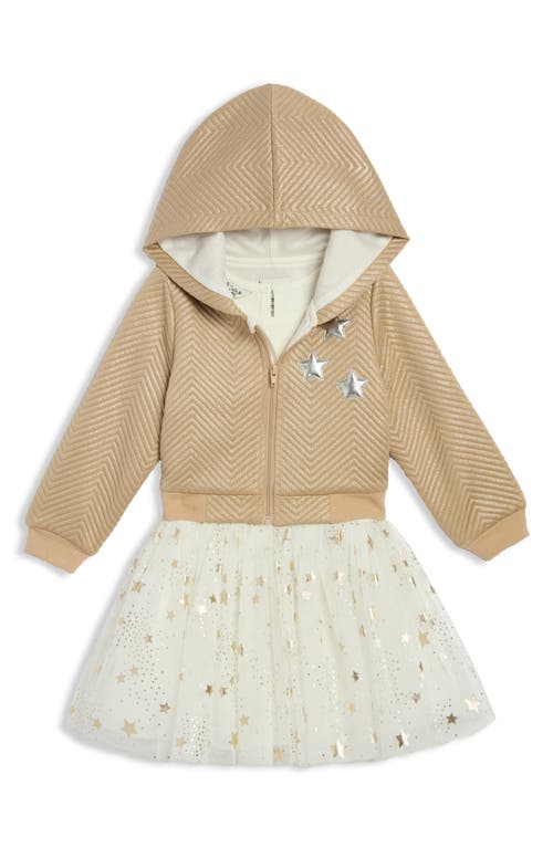 Shop Pippa & Julie Kids' Metallic Hoodie & Dress Set In Gold