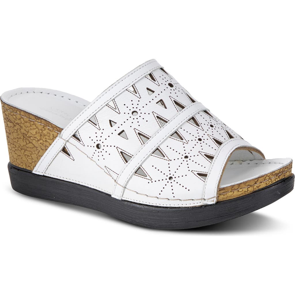 Spring Step Fusa Wedge Slide Sandal In White