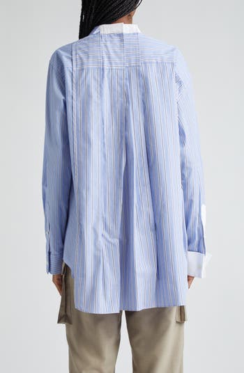 Sacai Thomas Mason Stripe Cotton Oversize Button-Up Shirt | Nordstrom