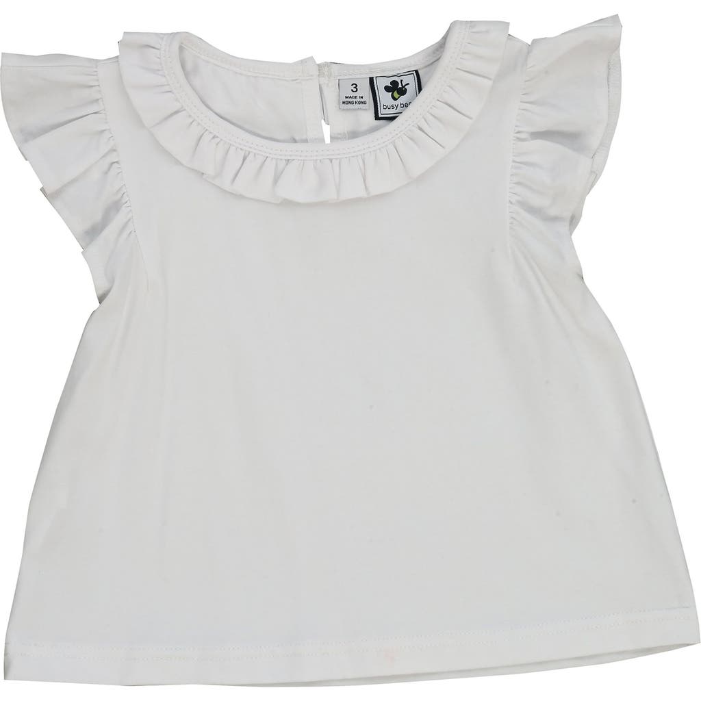 Busy Bees Colette Ruffle Top In White Knit