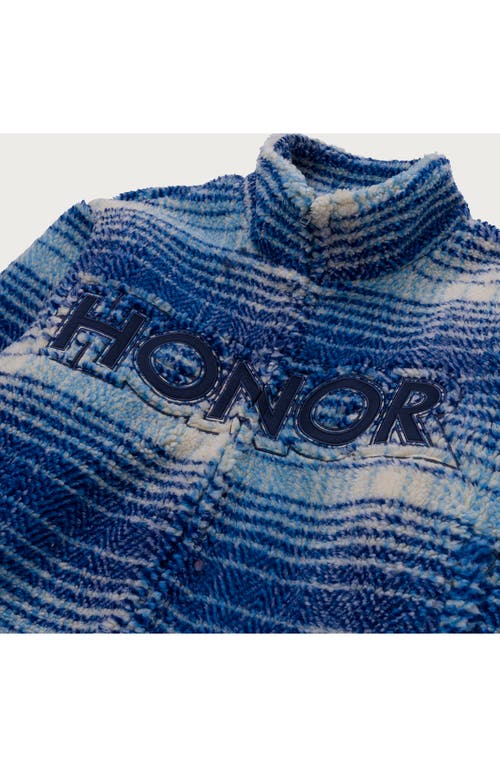 Shop Honor The Gift Robinson Plaid High Pile Fleece Jacket In Blue