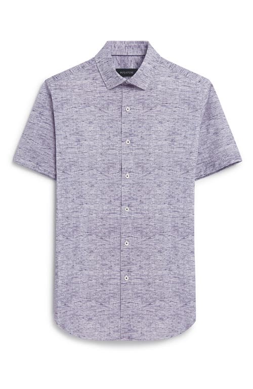 Shop Bugatchi Miles Ooohcotton® Heather Print Short Sleeve Button-up Shirt In Navy