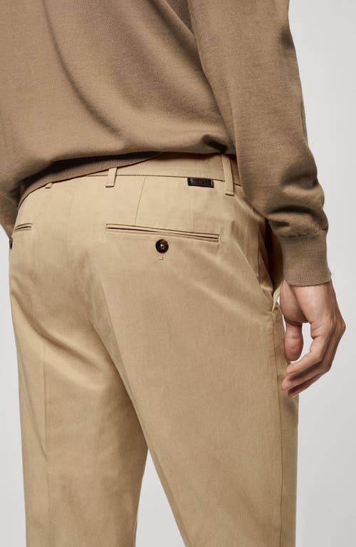 Mango Regular Fit Structure Cotton Trousers Beige In Beige