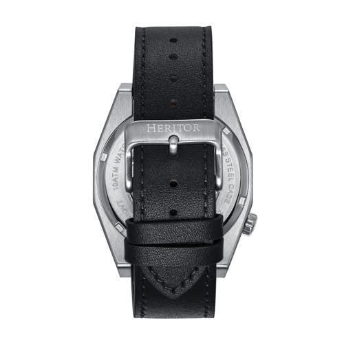 Heritor Automatic Amadeus Semi-skeleton Leather-band Watch In Silver/black