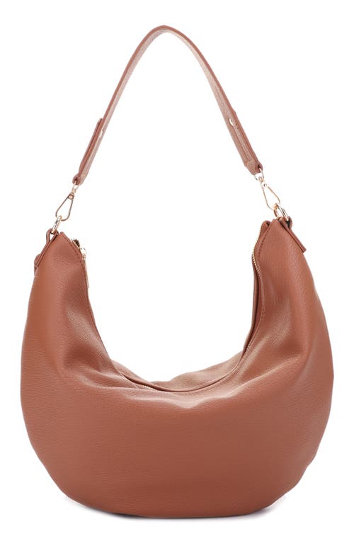 Mali + Lili Megan Recycled Vegan Leather Hobo Sling Bag In Cognac