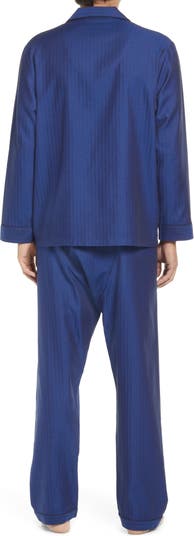 Majestic International Men's Herringbone Striped Silk Pajama Set