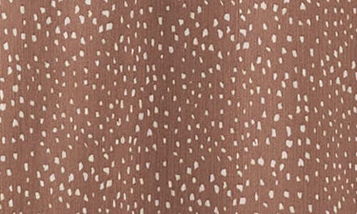 Shop Chaus Dot Print Smock Waist Flutter Sleeve Midi Dress In Mocha/white 229