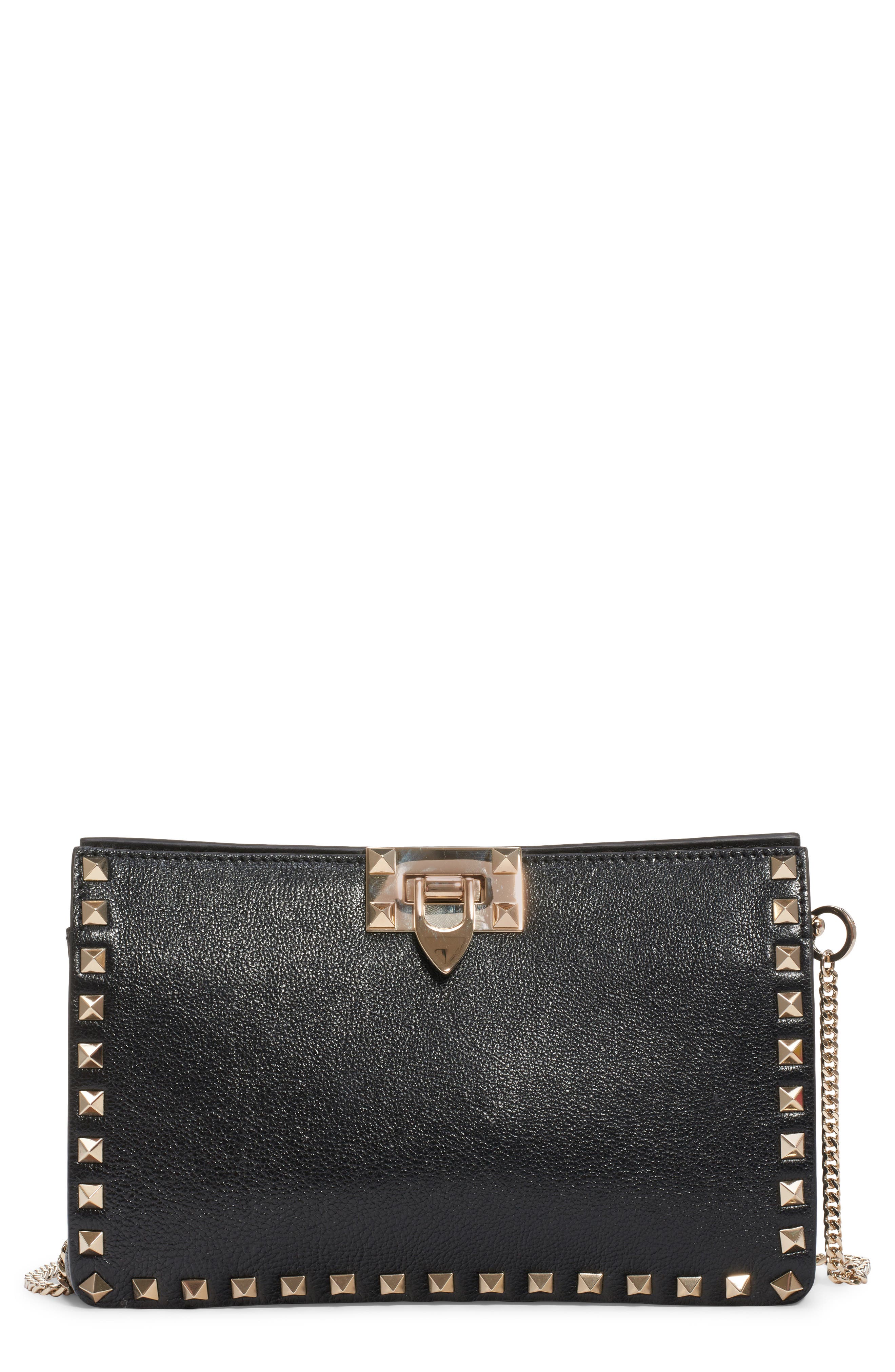 valentino garavani the rockstud leather clutch