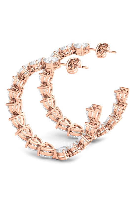 Shop Hautecarat Heart Lab Created Diamond Inside Out Hoop Earrings In 18k Rose Gold