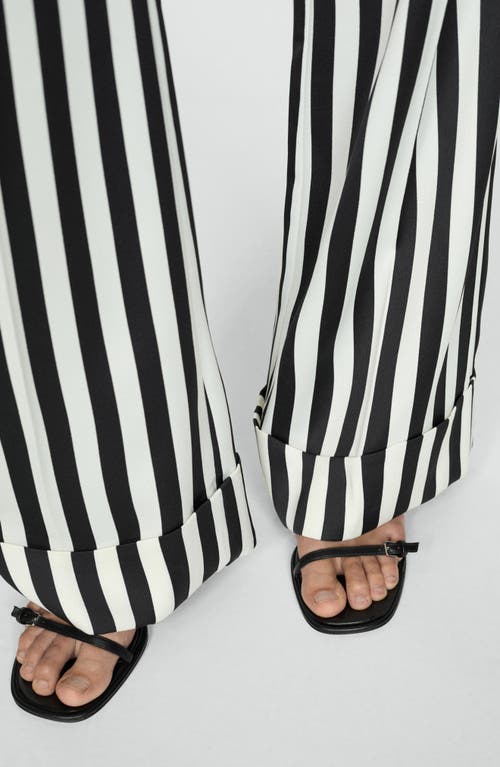 Shop Mango Stripe Straight Leg Pants In White