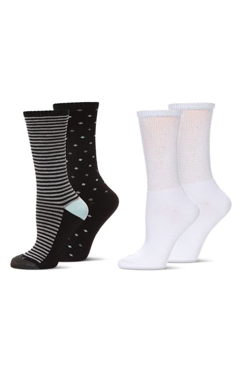 Shop Memoi Assorted 4-pack Diabetic Crew Socks In Black/white Beige