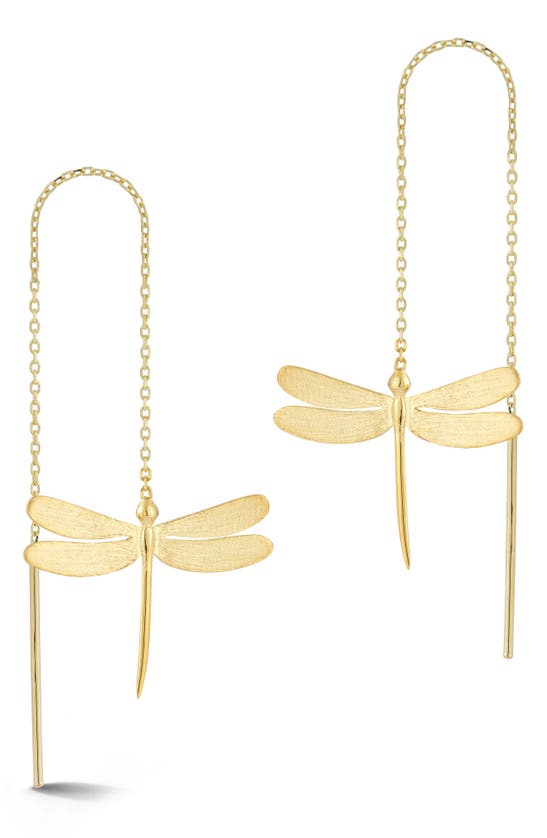 Ember Fine Jewelry Dragonfly Drop Threader Earrings In 14k Gold