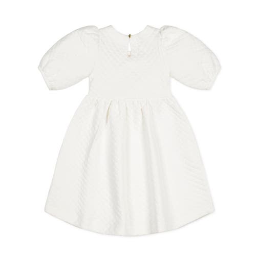 Hope & Henry Girls' Quilted Puff Sleeve Dress, Toddler In Soft White Quilted
