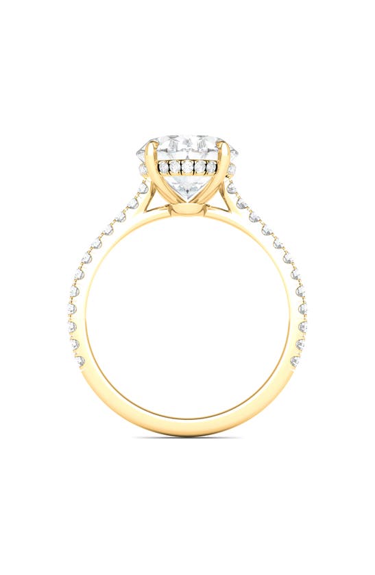 Hautecarat Oval Cut Pavé Lab Grown Diamond Ring In 18k Yellow Gold