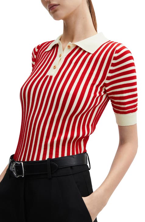 Largemouth Women's Long Sleeve Striped Shirt Red/White : :  Clothing, Shoes & Accessories