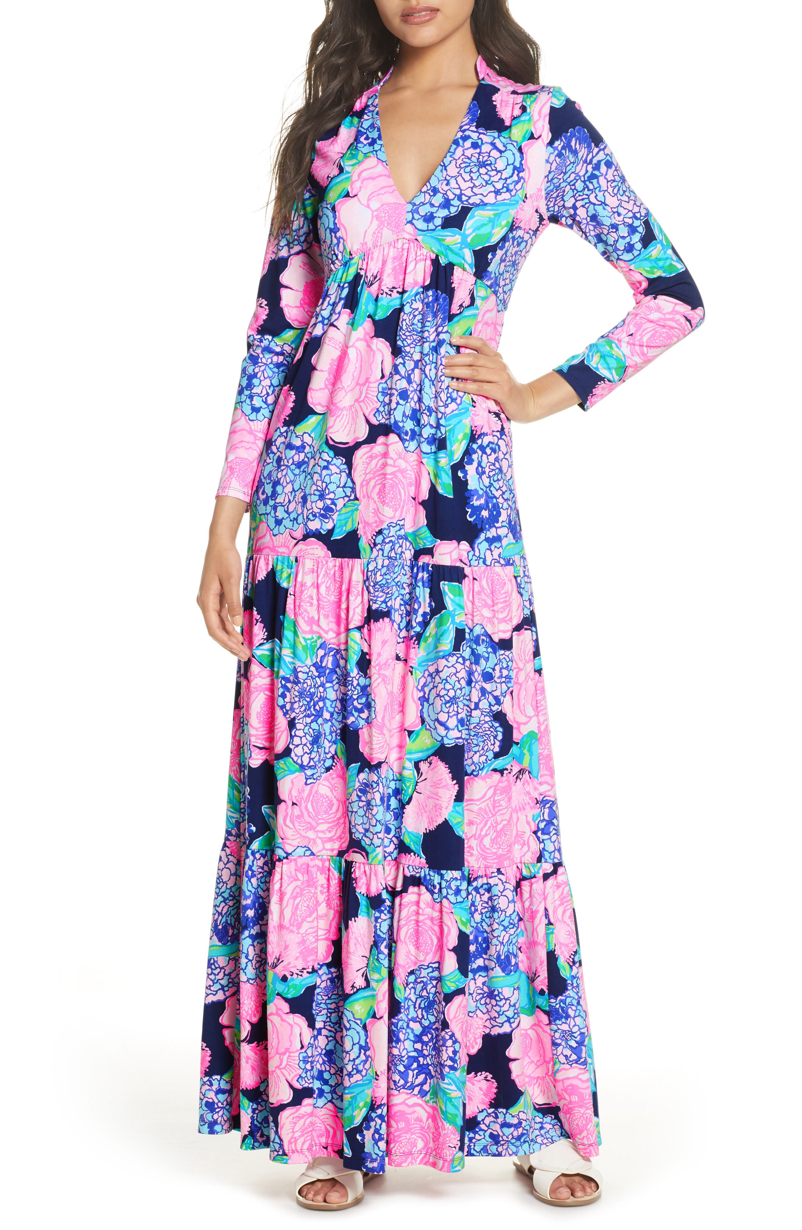 lilly pulitzer maxi dress with sleeves