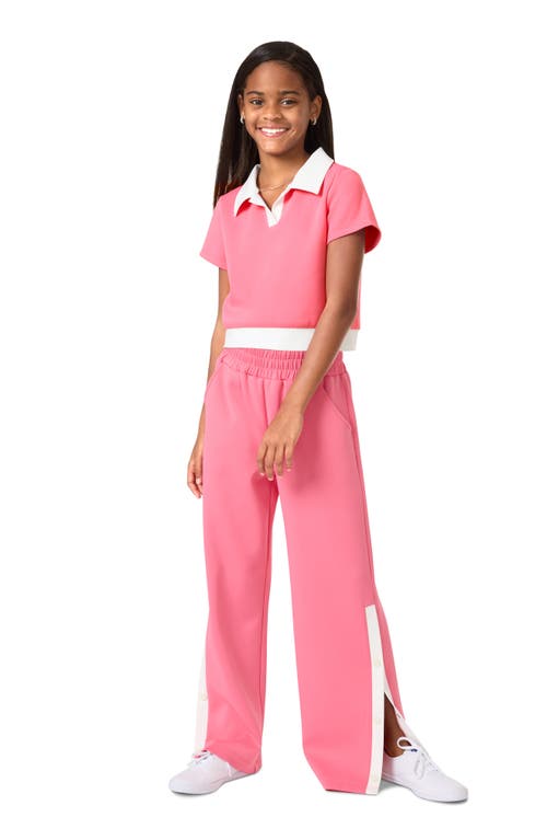 Shop Habitual Kids Kids' Colorblock Tricot Polo & Track Pants Set In Coral