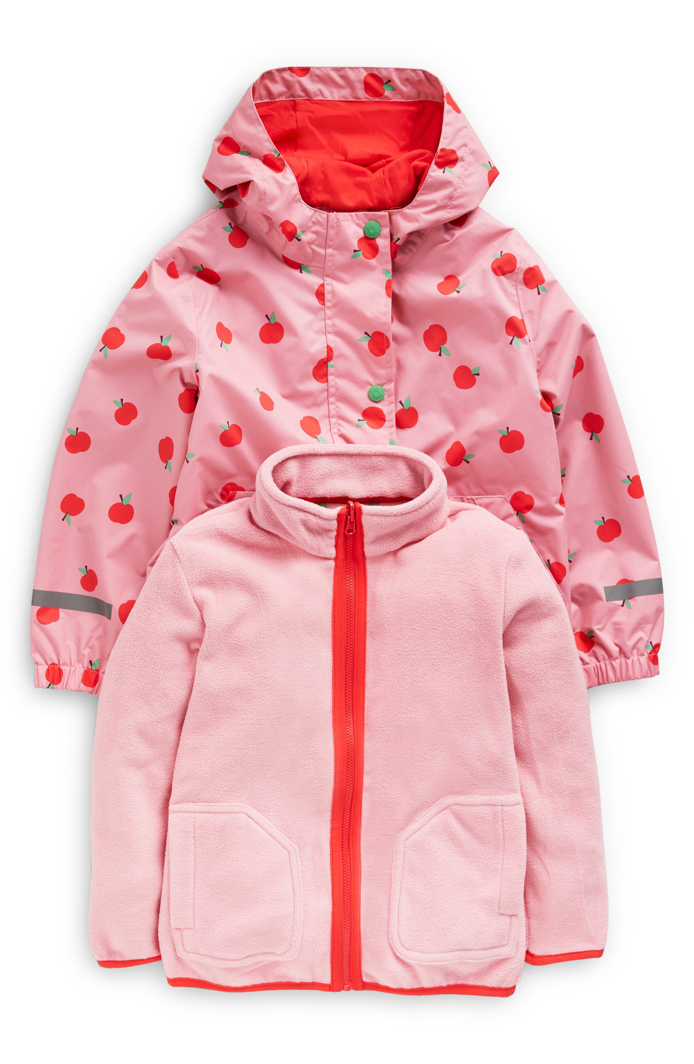 Mini Boden Kids' 3-in-1 Waterproof Jacket in Formica Pink Apples