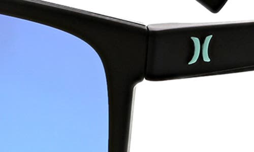 Hurley 56mm Polarized Square Sunglasses In Matte Black/blue