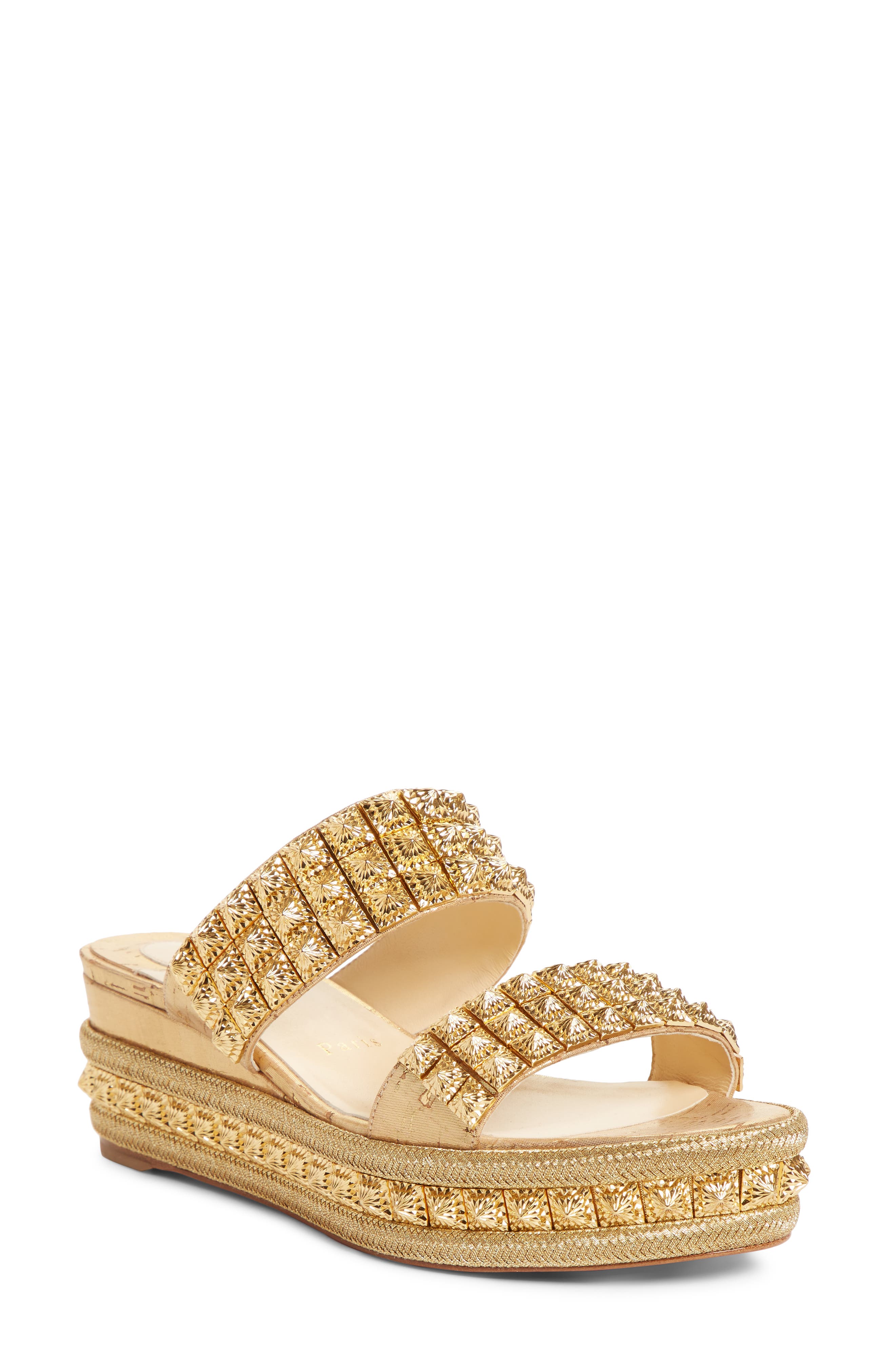 louboutin gold wedges