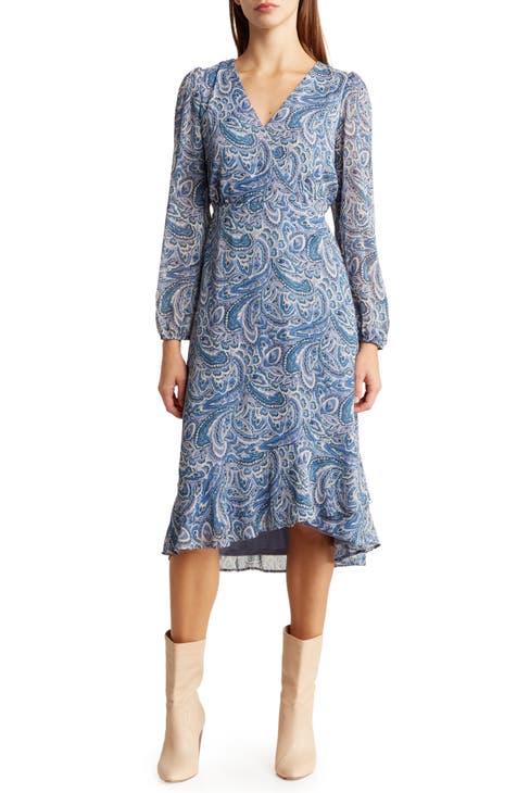 Lucky Brand Womens sleeveless blue floral mini dress, 34 long, size Small  (S)
