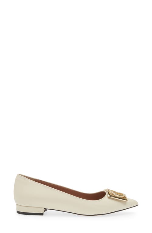 Valentino By Mario Valentino Flora Logo Buckle Pointed Toe Flat In Cream