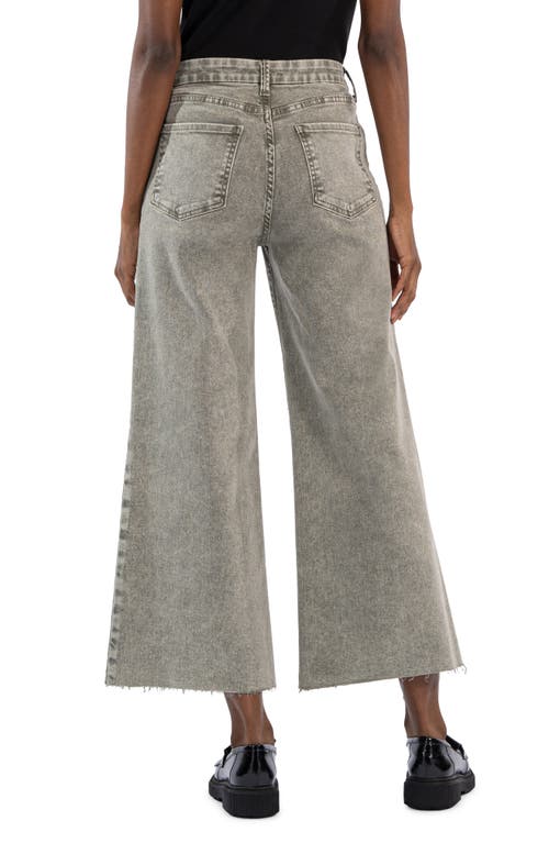 Kut From The Kloth Meg Fab Ab High Waist Raw Hem Ankle Wide Leg Jeans In Sage Green