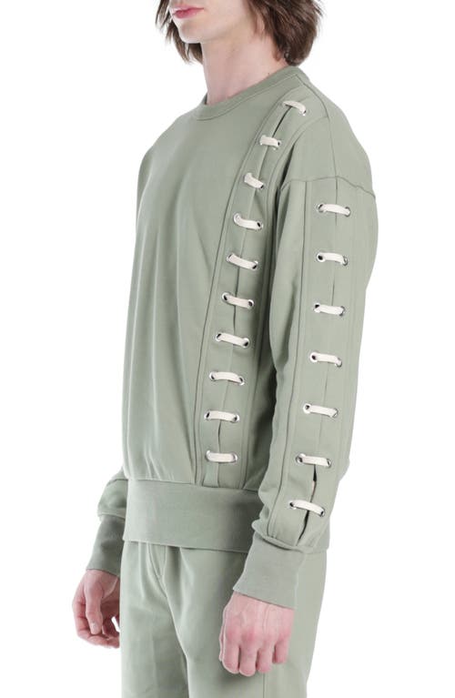 Hvman Lace-up Sweatshirt In Green Lace