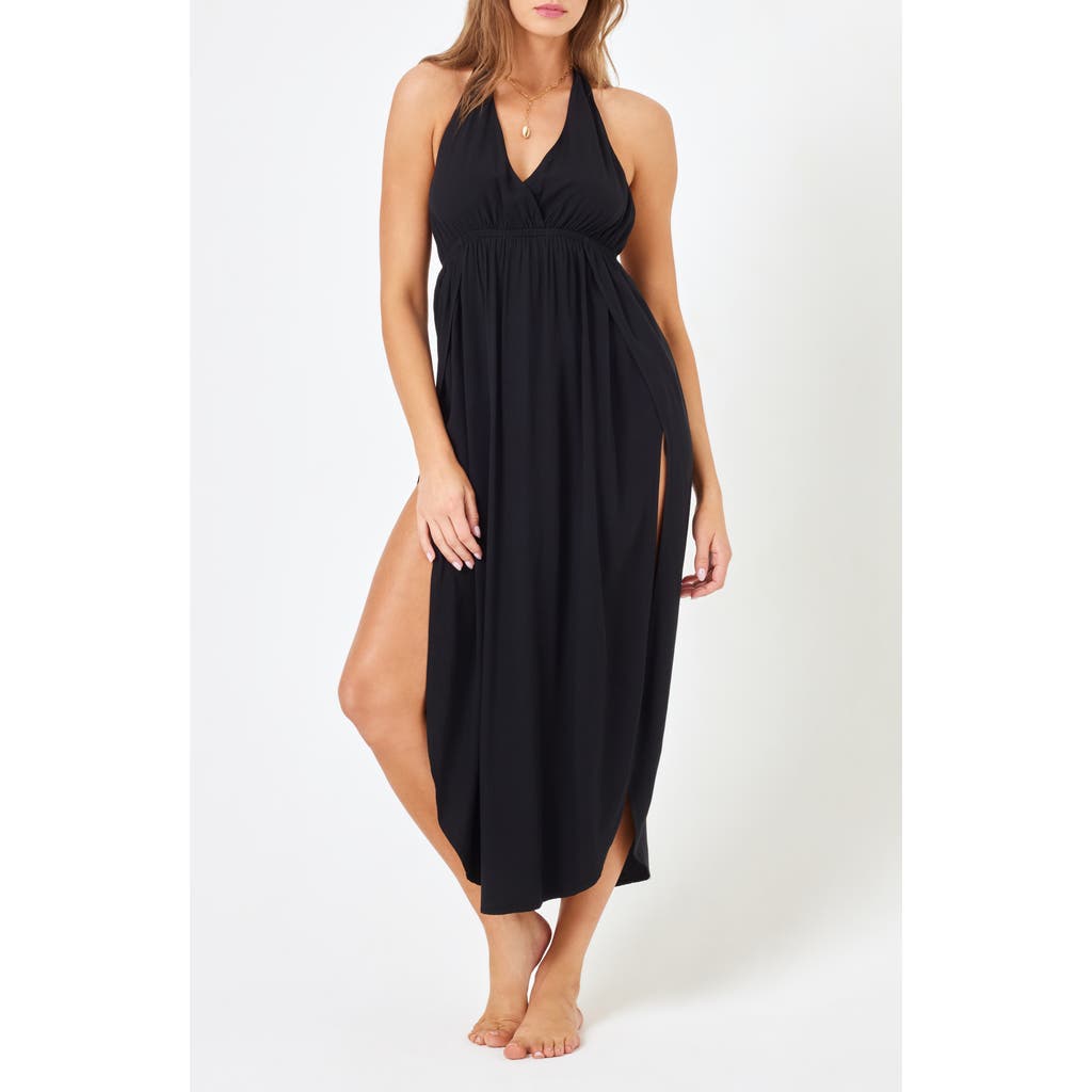 L*space Lspace Marina Halter Cover-up Dress In Black