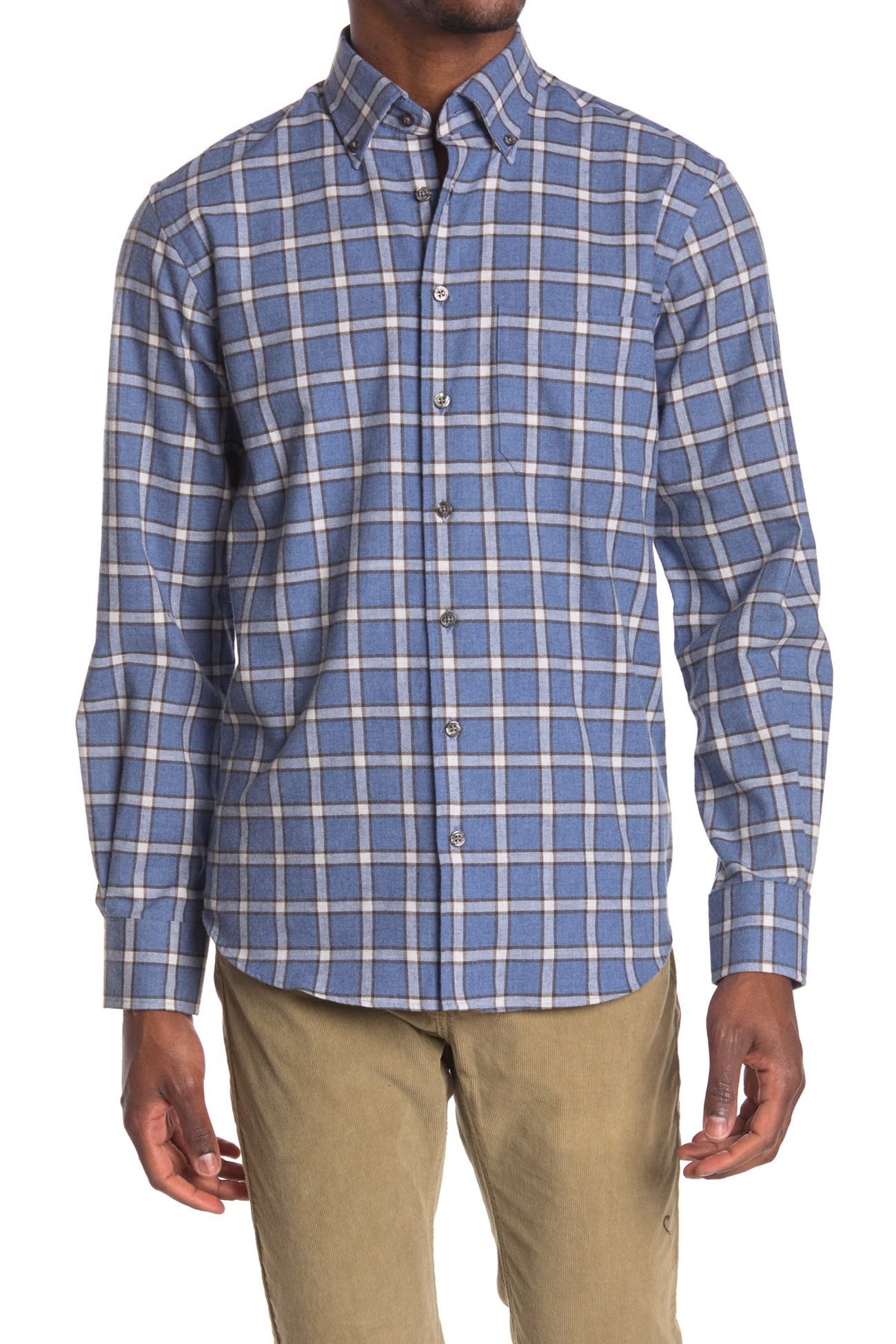 Scott Barber | Brushed Melange Check Print Long Sleeve Shirt ...