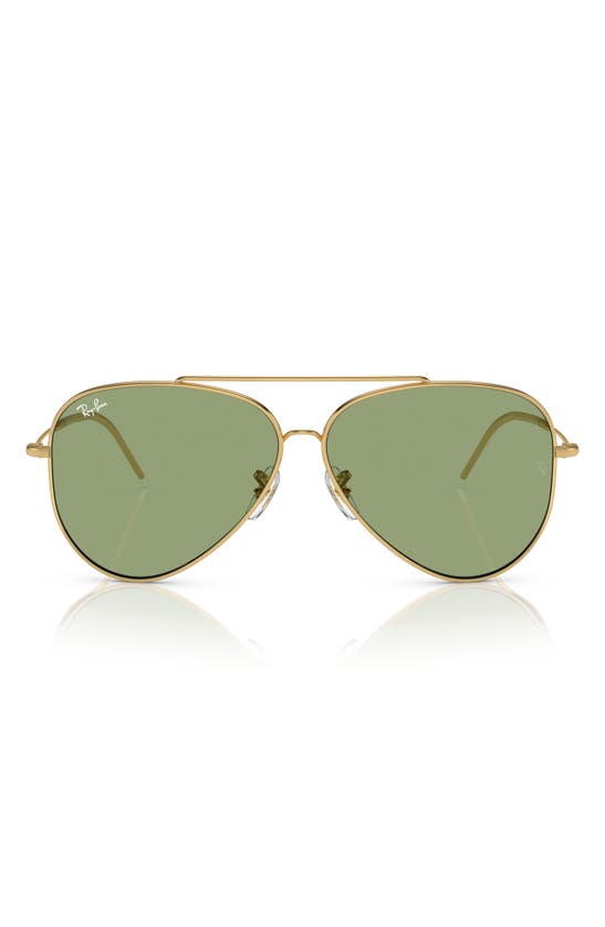 Ray Ban Aviator Reverse Sunglasses Gold Frame Green Lenses 59-11 In Green