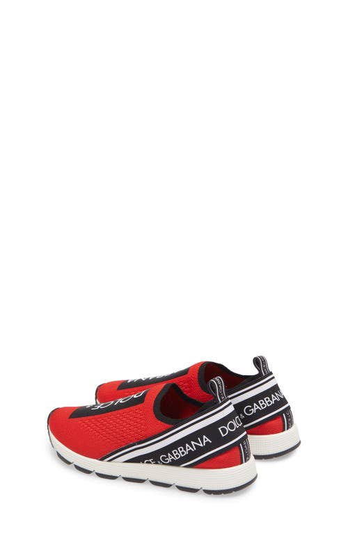 Dolce & Gabbana Dolce&gabbana Logo Knit Slip-on Sneaker In Red/black