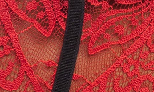 Oh La La Cheri Marley Open Gusset Lace Teddy In Red/black