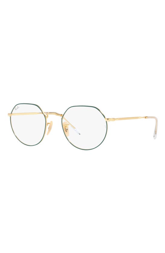 Shop Ray Ban Ray-ban Unisex Jack 49mm Hexagonal Optical Glasses In Pale Gold