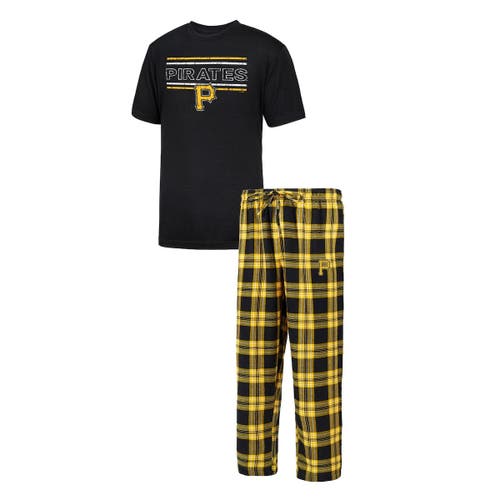 Men's Concepts Sport Black/Gold Pittsburgh Pirates Badge T-Shirt & Pants Sleep Set