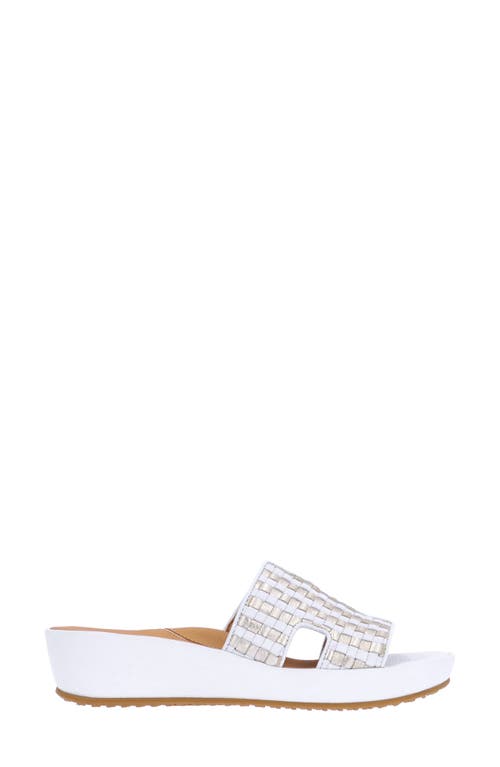 L'amour Des Pieds Cusaro Platform Wedge Slide Sandal In White/gold