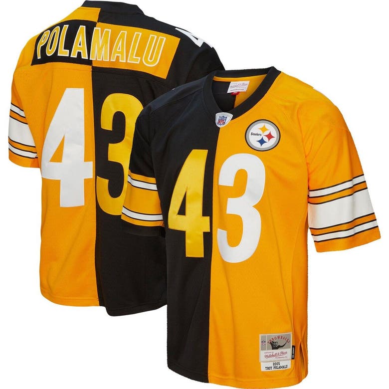 Troy Polamalu Pittsburgh Steelers Mitchell & Ness Youth Split Legacy Jersey  - Black/Gold