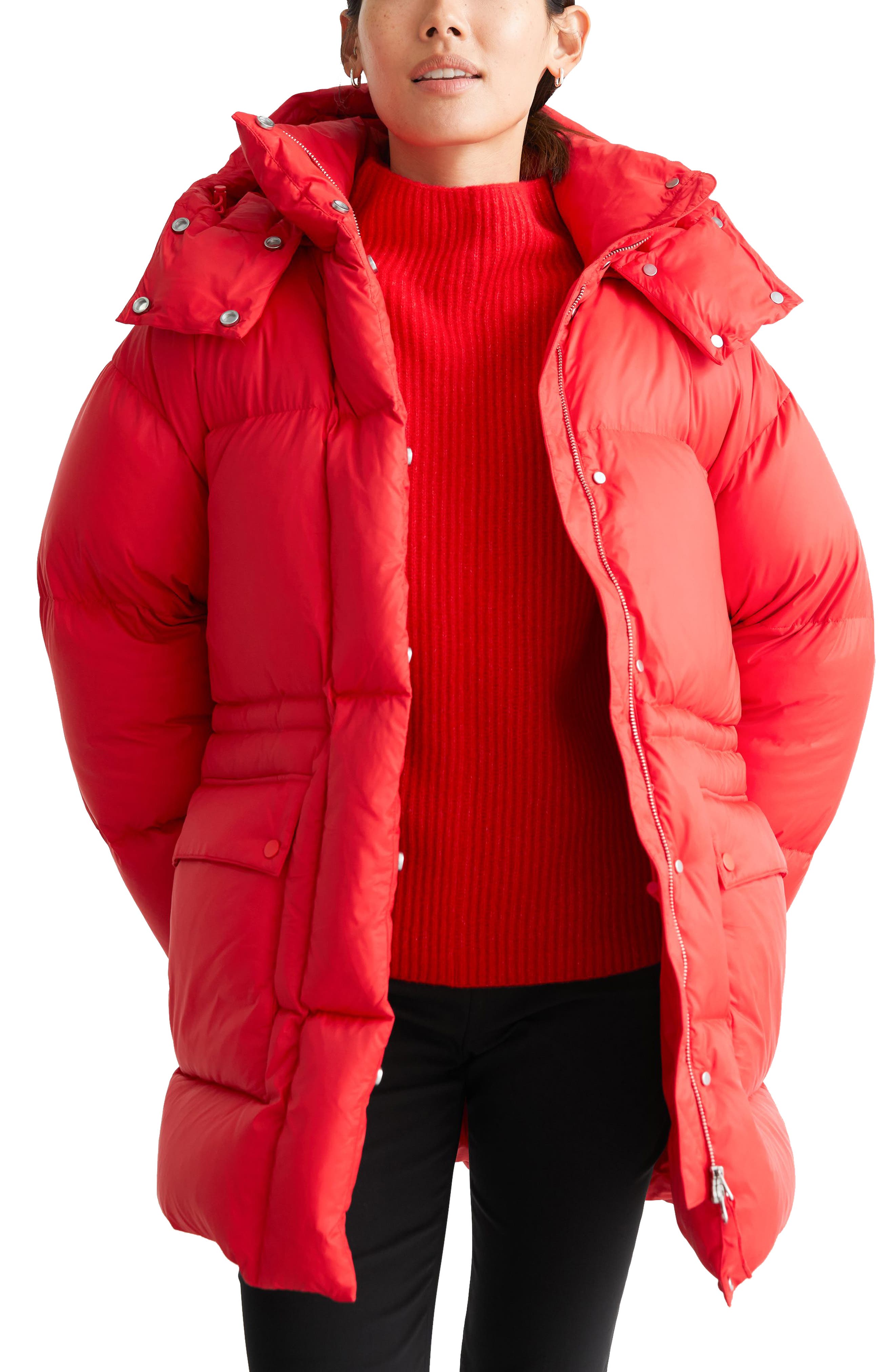 red down puffer jacket