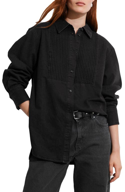 & OTHER STORIES & OTHER STORIES PINTUCK PLEAT DENIM BUTTON-UP SHIRT 