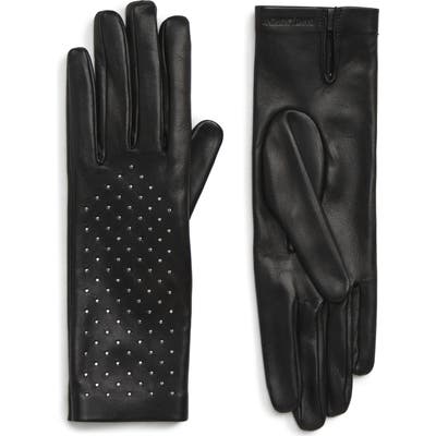 Saint Laurent Studded Leather Gloves, Black