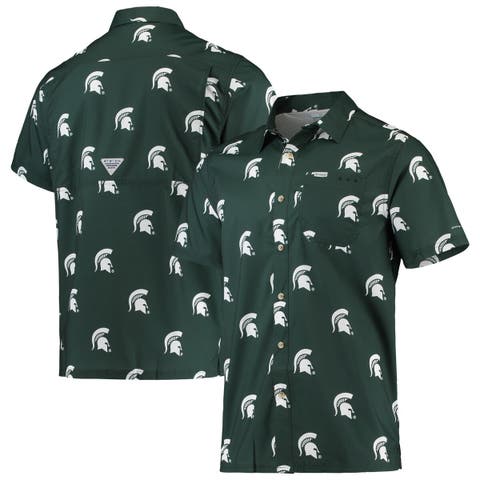Men's Columbia Green Oregon Ducks Super Slack Tide Omni-Shade Button-Up  Shirt