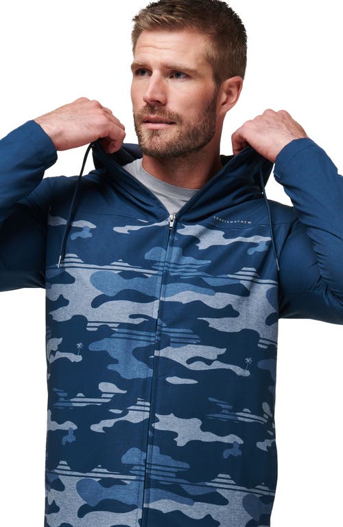 Shop Travismathew Camo Zip Hoodie In Blue Nights