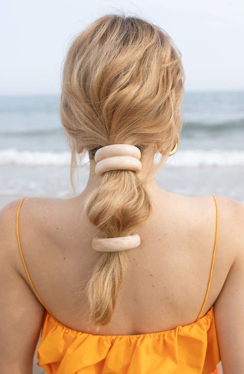 Lelet Ny Marbleized Double Arch Hair Tie In Peach