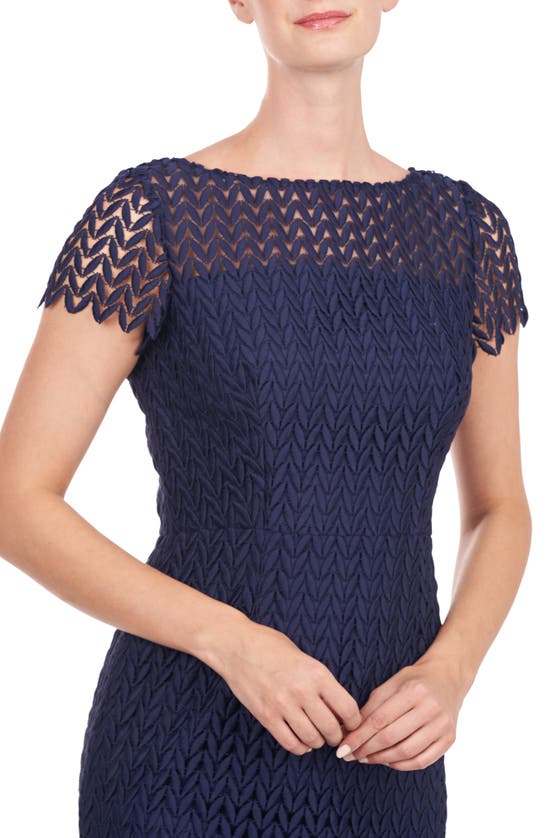 Kay Unger Tatum Floral Lace Midi Dress In Midnight
