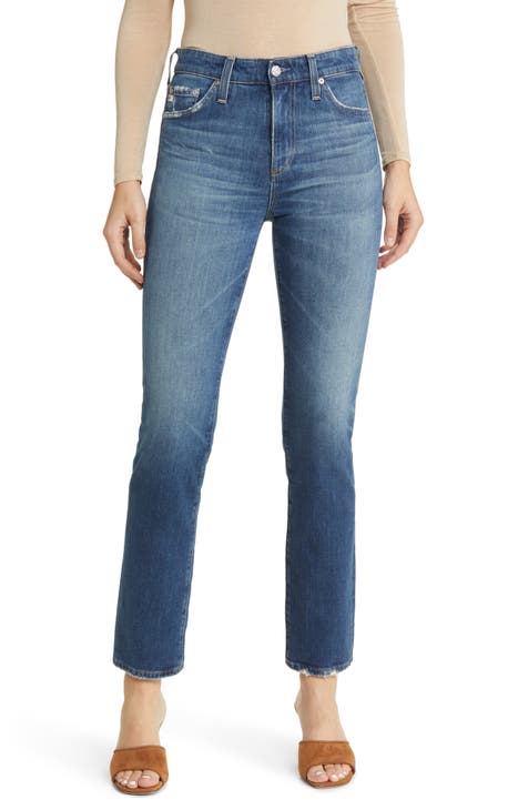 AG Adriano Goldschmied Protege Straight Leg Sueded Stretch Sateen Jeans,  $178, Zappos