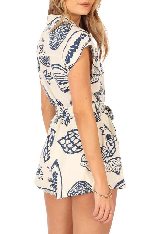 Petal And Pup Petal & Pup Georgina Cotton & Linen Romper In Blue