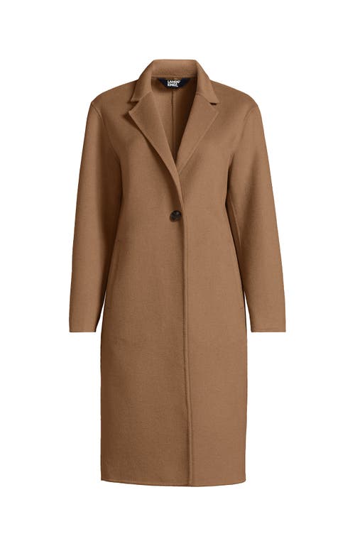 Shop Lands' End Wool Blend Top Coat In Honey Beige