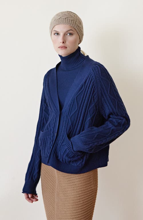 Oyun Cable Fisherman Cardigan In Azure Blue