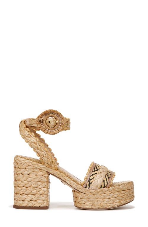 Sam Edelman Iliana Ankle Strap Wedge Dark Natural Multi Raffia In Dark Natural Multi