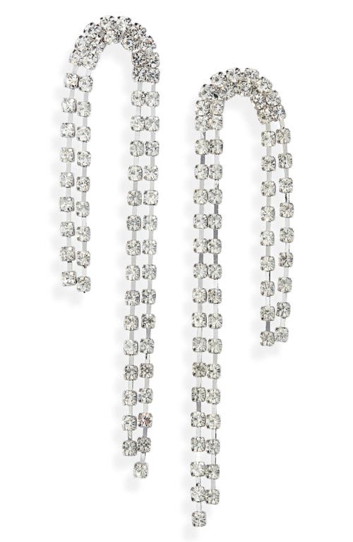 Open Edit Rhinestone Curved Strand Earrings in Clear- Rhodium at Nordstrom